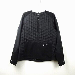 Nike Running Jacket Women's Size L Black Full Zip Lightweight Down Fill Packable